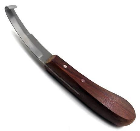 Double-ended hoof knife for veterinary hoof trimming and hoof care