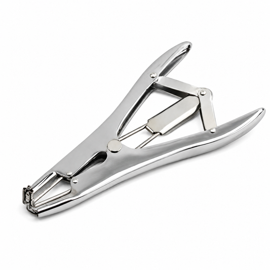 Pewter elastrator for veterinary livestock castration and animal care