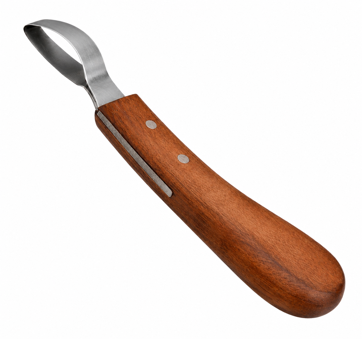 Polished loop carving tool for veterinary hoof trimming and care