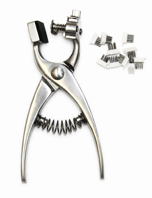 Veterinary tattoo pliers for permanent livestock identification