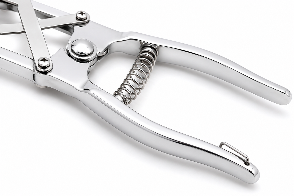Close-up of Elastrator Aluminium handle grip