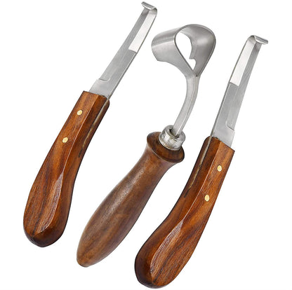 Hoof Knife Wooden Handle – full veterinary surgical instrument view