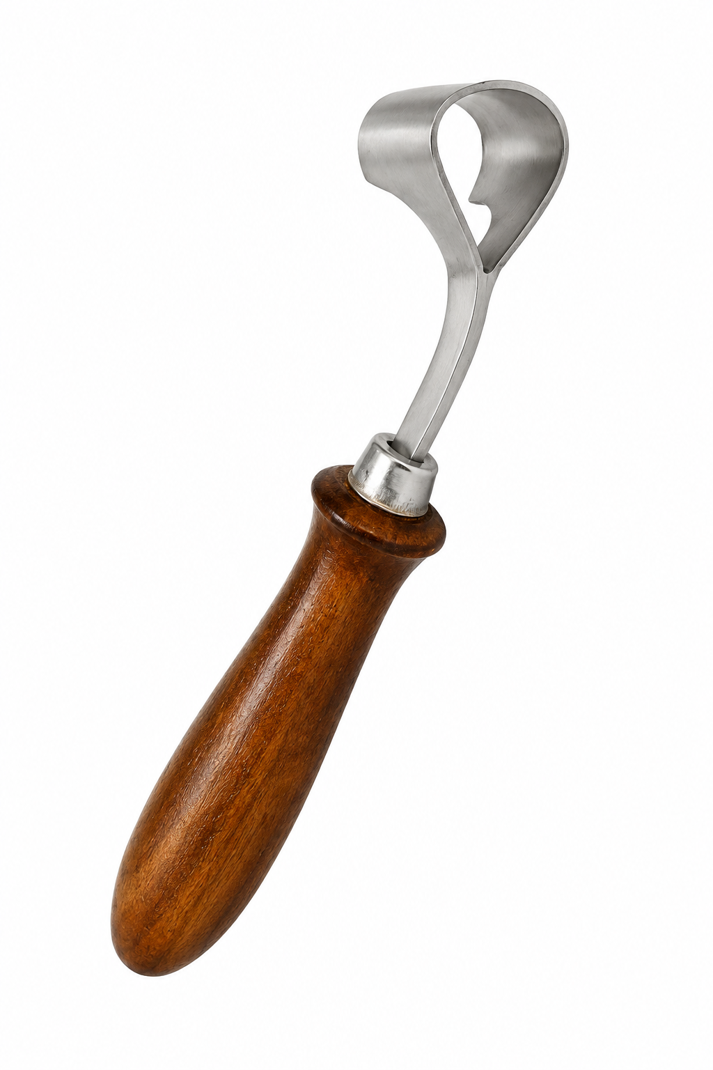 Close-up of Hoof Knife Wooden Handle brass rivet handle grip